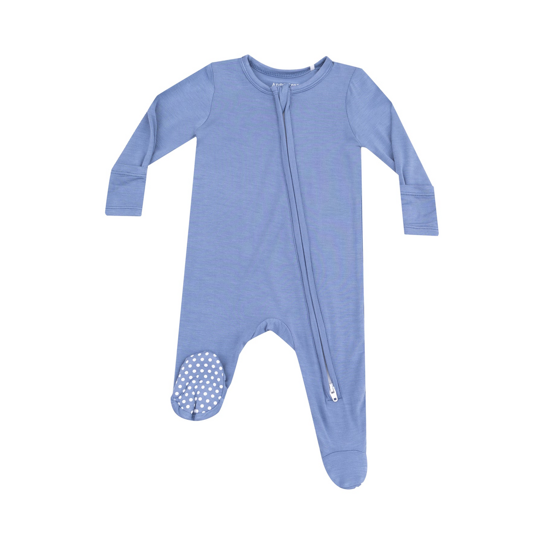 ANGEL DEAR - Solid Country blue 2 way zipper footie