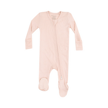 Load image into Gallery viewer, Solid Rose Smoke Rib 2 Way Zipper Footie
