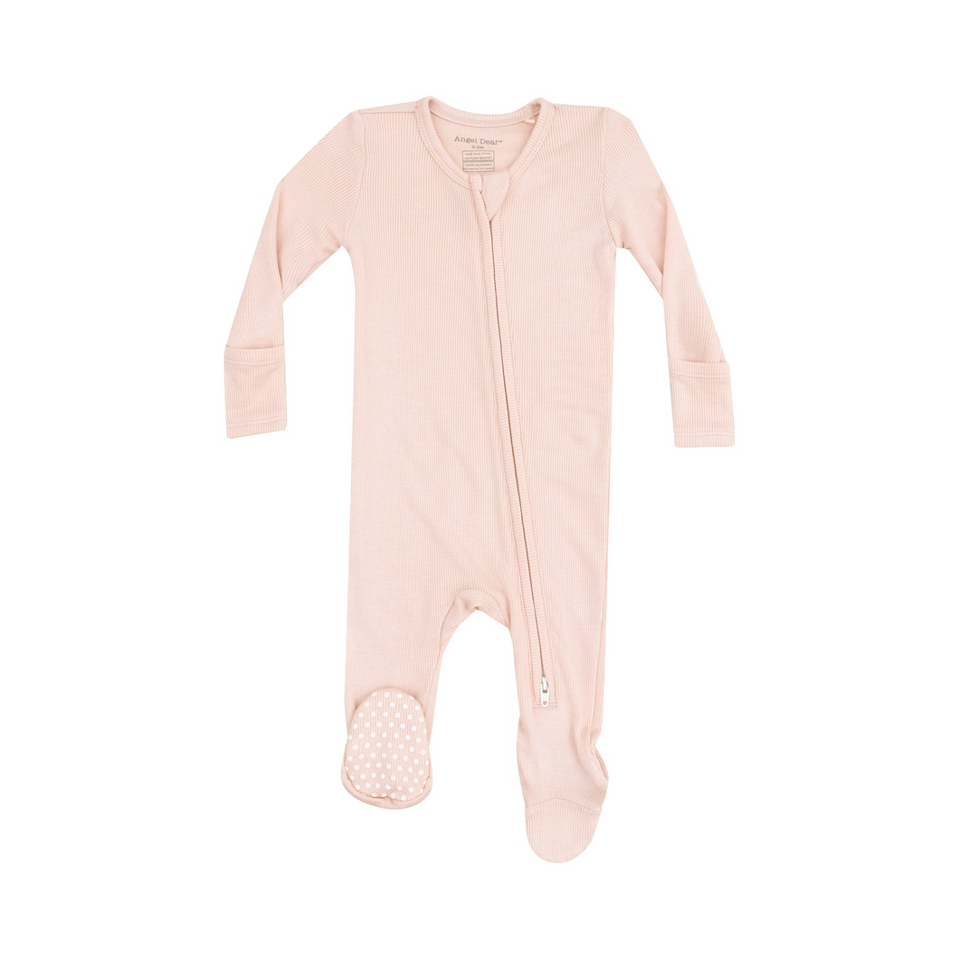 Solid Rose Smoke Rib 2 Way Zipper Footie