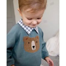 Load image into Gallery viewer, Bear Check Collar Pullover Baby Sweater (Organic Cotton)
