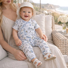 Load image into Gallery viewer, Seashore Baby Zipper Romper – Bamboo with Convertible Cuffs
