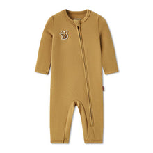 Load image into Gallery viewer, Milkbarn brushed zipper pajama peanut  (6-9 Months)
