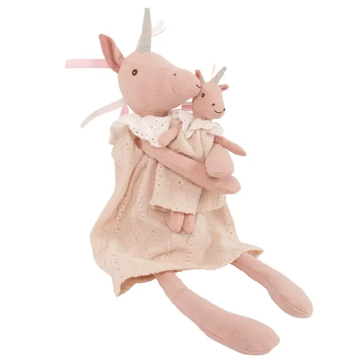 Mom and Baby Unicorn Linen Dolls