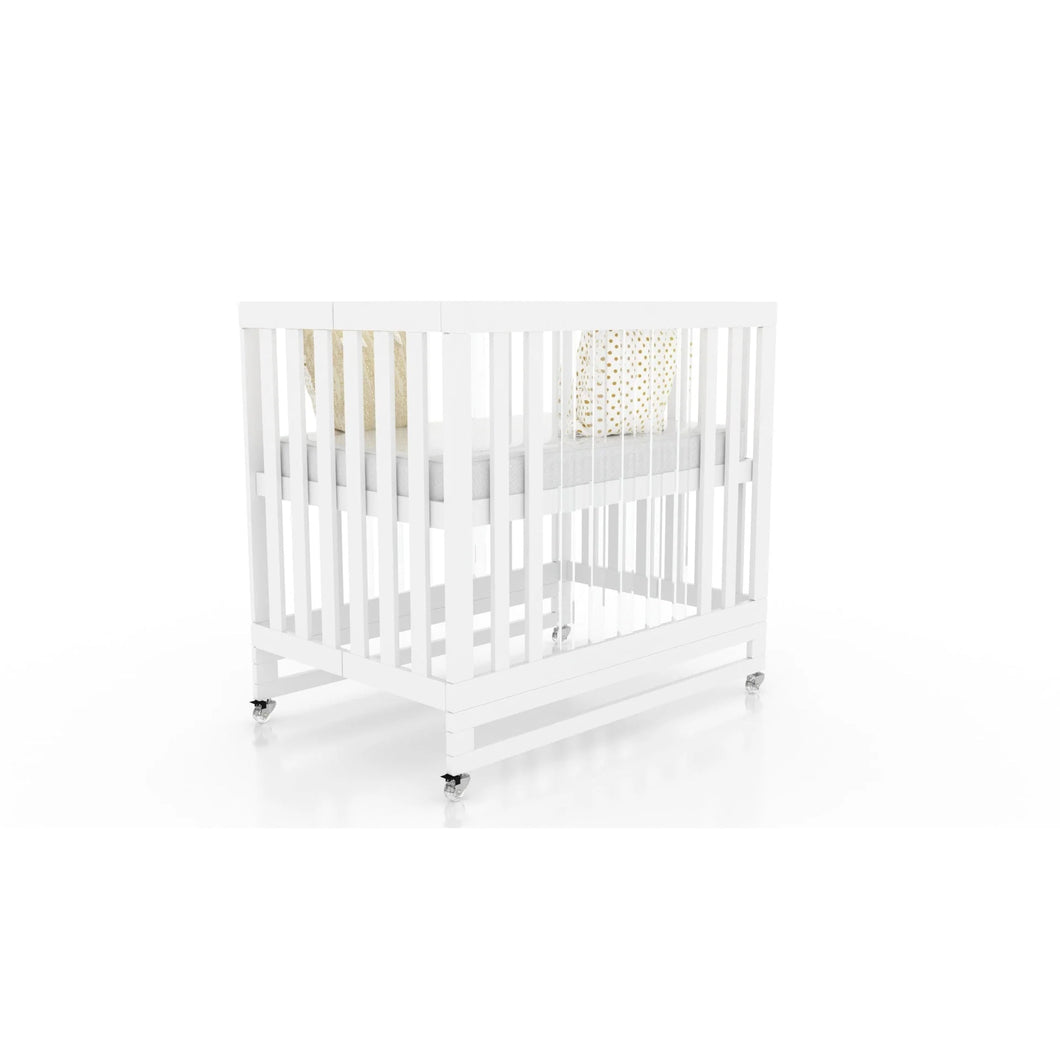 Melo Caress Foldable Crib - Stain White/Part Acrylic/Chrome