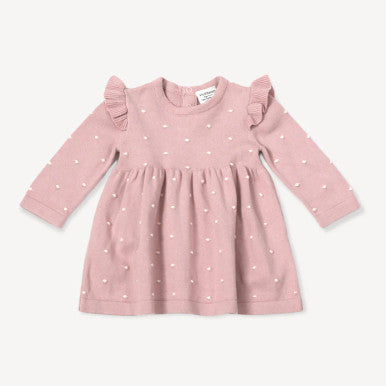 Mila Ruffle Bobble Baby Sweater Knit Dress-Blush