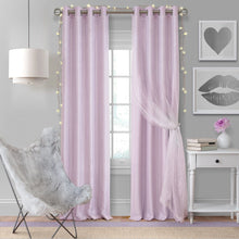 Load image into Gallery viewer, Aurora Kids Blackout Sheer Sparkle Overlay Curtain Panel (Lavender)
