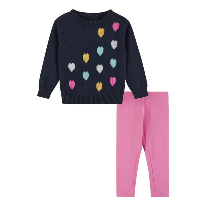 Infant Heart Sweater w/Pink Legging Set