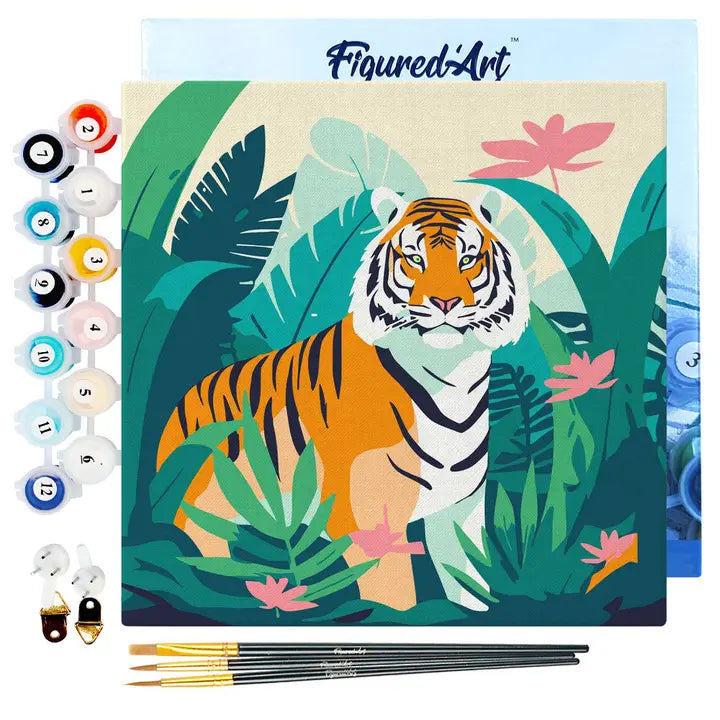 Mini Paint by numbers framed - Tropical Bengal Tiger