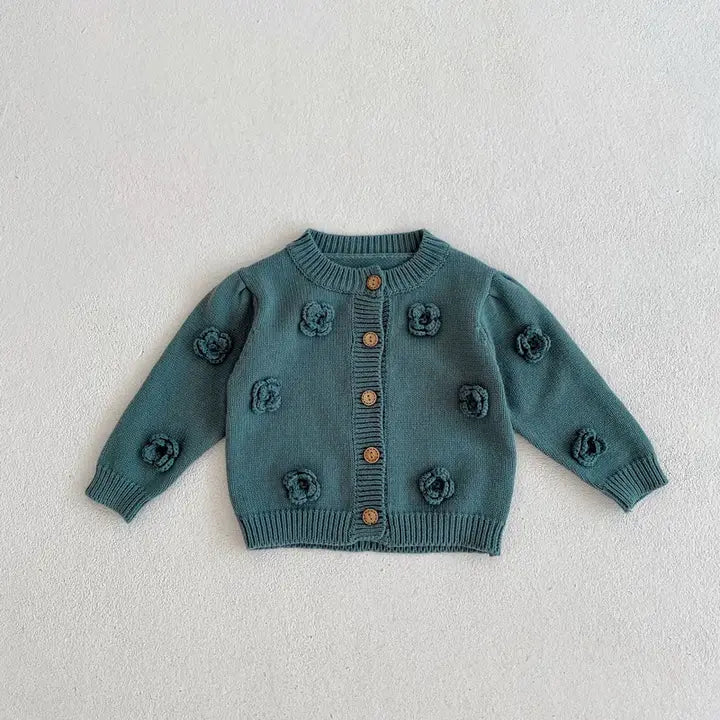 Annie & Charles® knitted jacket FLOWERS (Blue)