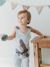 Load image into Gallery viewer, Organic Appliqué Harem Romper in Airplane

