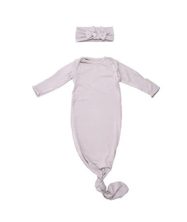 Three little tots - knotted gown with bow- harbor mist