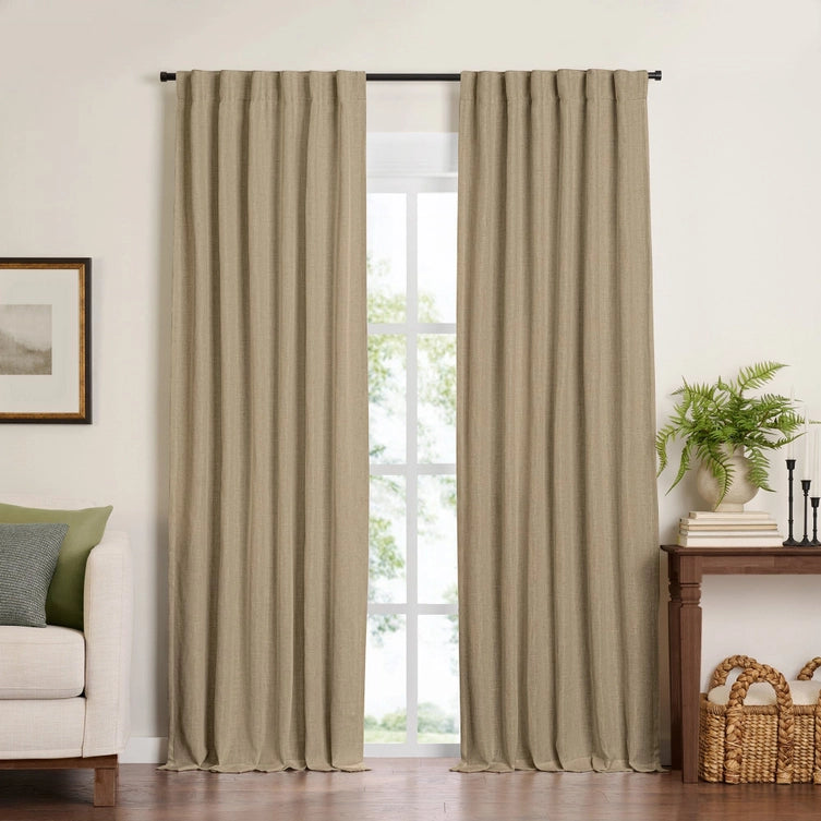 Harrow Solid Texture Blackout Window Curtain Panel (Natural)