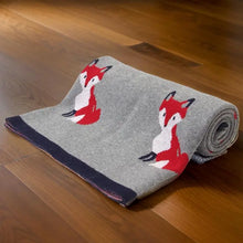 Load image into Gallery viewer, Equestrian Fox Cotton Baby Blanket (Gray)
