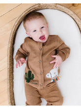 Load image into Gallery viewer, Cactus Llama Applique Baby Button Cardigan Sweater (Organic)

