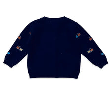 Load image into Gallery viewer, Train Embroidered Button Cardigan Baby Sweater (Organic)

