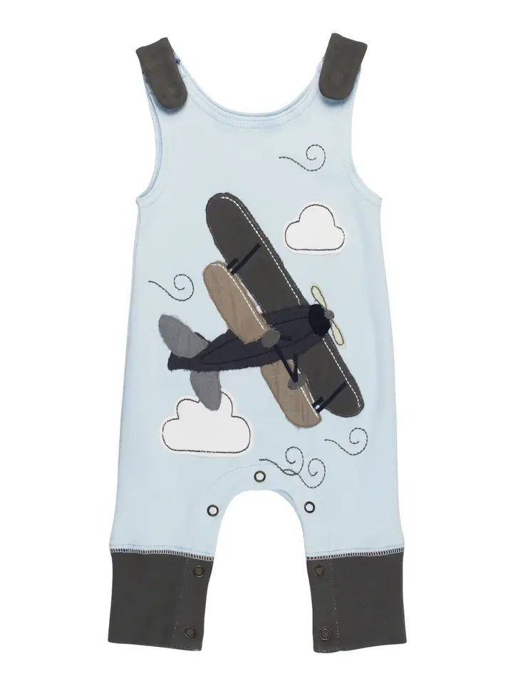 Organic Appliqué Harem Romper in Airplane