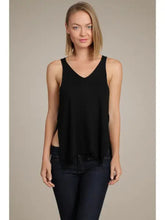Load image into Gallery viewer, Hi-Low Hem V-neck Tank w/ Side Slits
