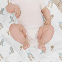 Load image into Gallery viewer, Reversible Baby Blanket Howdy Partner Blue
