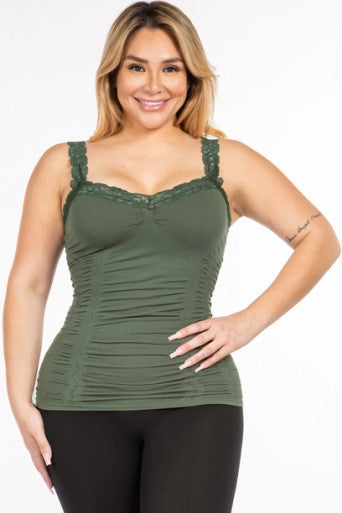 Seamless Laced Cami Corset (Plus Size Assorted ) - Spruce