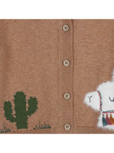 Load image into Gallery viewer, Cactus Llama Applique Baby Button Cardigan Sweater (Organic)
