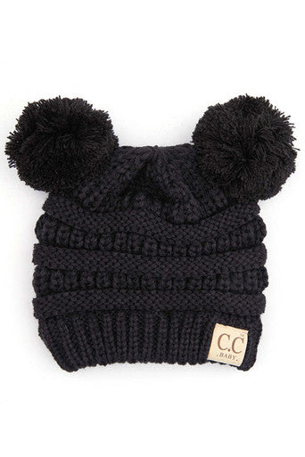 c.c Baby Knit Double Pom- black