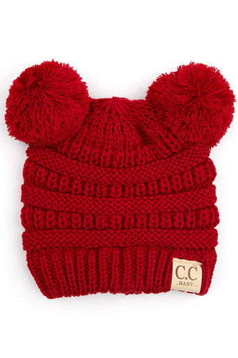 C. C Baby Knit double pom -red