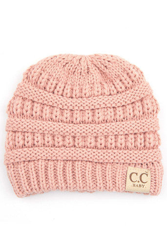 C.C solid color knit beanie- pink