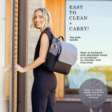 Load image into Gallery viewer, BOXY BACKPACK IN GRAPHITE/BLACK COLORBLOCK - PETUNIA PICKLE BOTTOM
