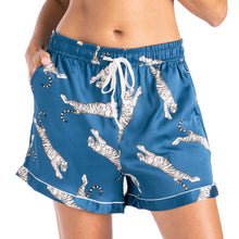 Load image into Gallery viewer, BEAUTY SLEEP SATIN PAJAMA SHORTS ( Sleep Easy Tiger )
