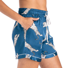 Load image into Gallery viewer, BEAUTY SLEEP SATIN PAJAMA SHORTS ( Sleep Easy Tiger )
