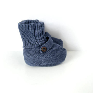 Milan Earthy Sweater Knit Baby Booties-Dusty Blue