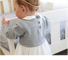 Load image into Gallery viewer, Milan white peter pan 2 tier tutu sweater knit baby dress grey heather (Copy)
