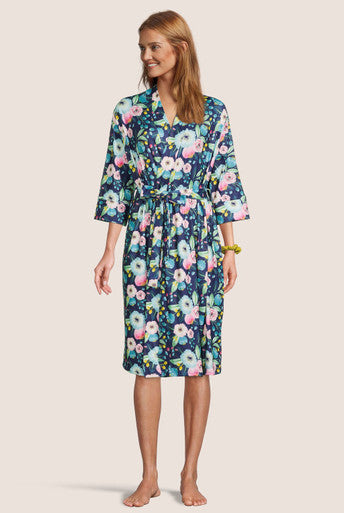 Navy floral mommy robe