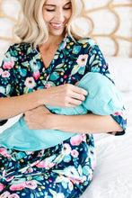 Load image into Gallery viewer, Navy floral mommy robe
