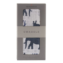 Load image into Gallery viewer, New Castle Blue Elephant Swaddle
