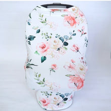 Load image into Gallery viewer, Peach floral infant baby car seat-nursing cover
