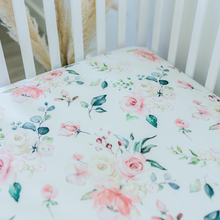 Load image into Gallery viewer, Standard size fitted crib sheet peach floral
