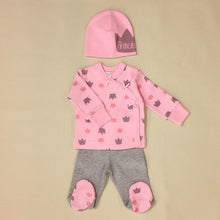 Load image into Gallery viewer, Take me home layette set long sleeve girl prints - princess
