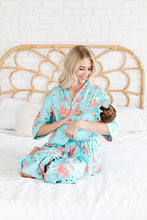 Load image into Gallery viewer, Teal Peach mommy robe
