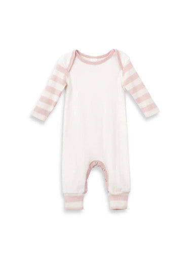 Tesa Babe baby girl cotton romper-pink stripe