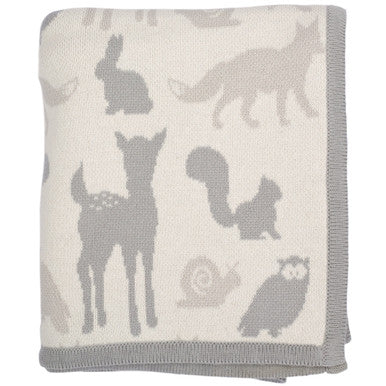 Woodland animals cotton knit baby blanket