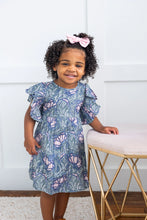 Load image into Gallery viewer, Grey Printed Sleeve Ruffled Gathered Dress 3-6 mos
