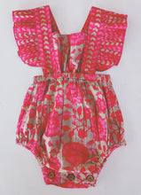 Load image into Gallery viewer, Hot-Pink Floral Ruffled Racer-Back Romper 3-6 mos
