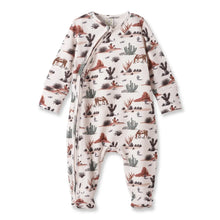 Load image into Gallery viewer, Baby Zipper Romper – Soft Bamboo Cactus Trails Pajamas
