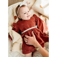 Load image into Gallery viewer, Amber Velvet Baby Dress &amp; Bloomer Set (Organic Cotton)

