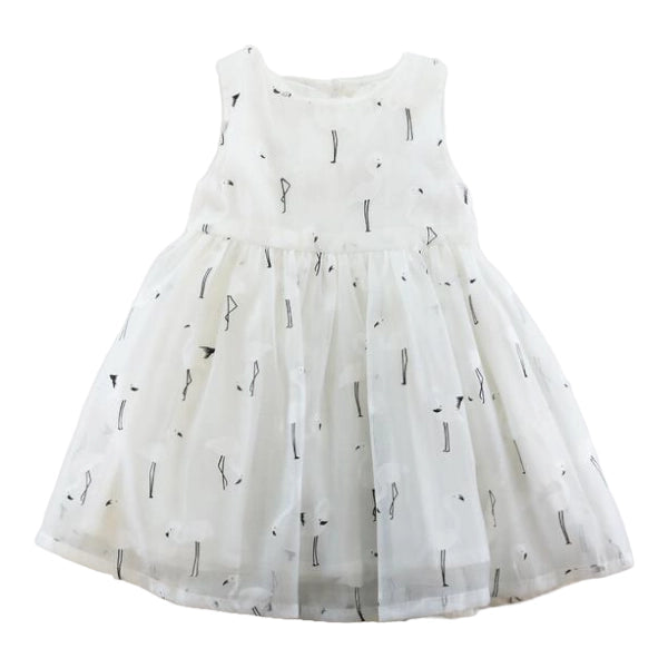 Bow Back Flamingo Dress (White)