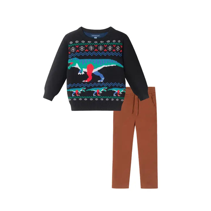 Sweater Set | Festive Holiday Christmas Dinosaur