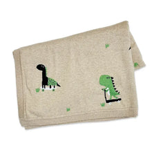 Load image into Gallery viewer, Skater Dino - Organic Cotton Jacquard Knit Baby Blanket
