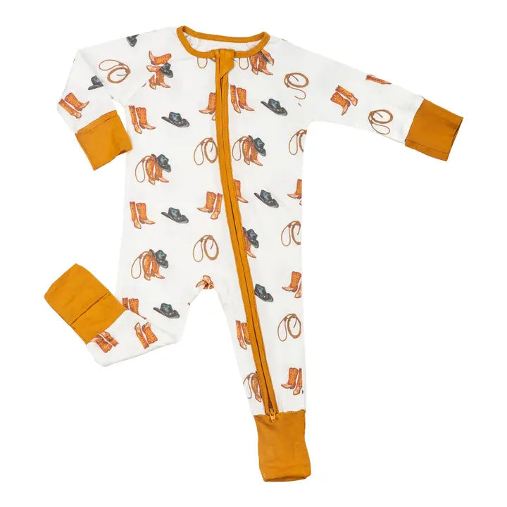 Life Is Better In Boots Baby Bamboo Pajamas, 2-Way Zipper