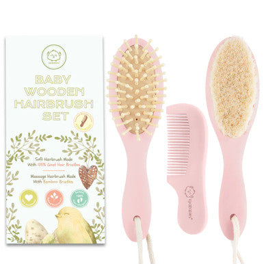 KeaBabies Baby Hair Brush and Comb Set- Blush